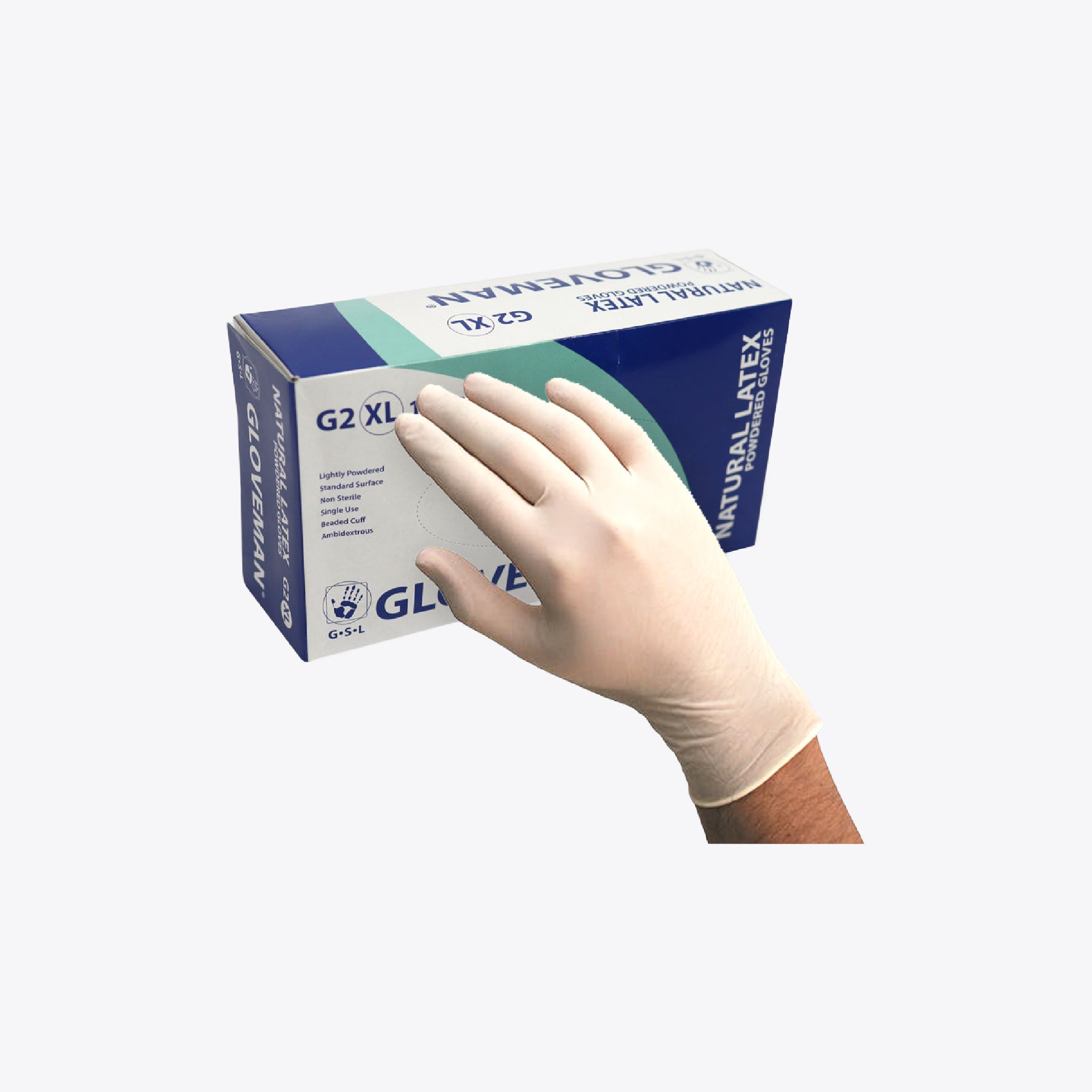 Natural Latex Powdered Gloves - XL - Pack of 100