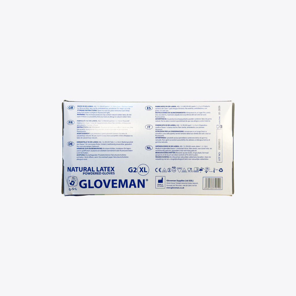 Natural Latex Powdered Gloves - XL - Pack of 100